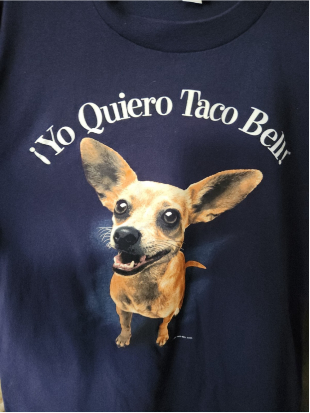 Vintage 1998 Taco Bell Chihuahua Dog T-Shirt Large “Yo Quiero Taco Bell” Blue